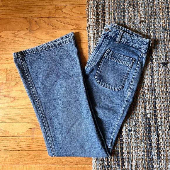 Garage Highwaisted 70s Patch Pocket Blue Jeans Size 5 - Picture 4 of 6
